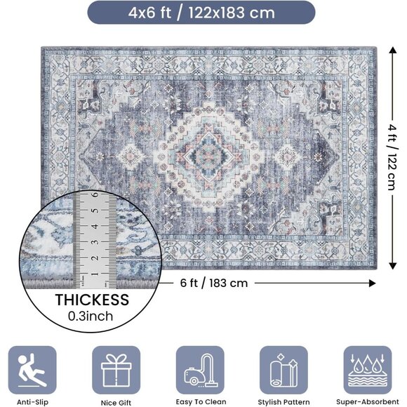 ✨ Area Rugs Living Room Bedroom Soft Plush Bedside Floor Carpet for Farmhouse - Picture 2 of 8